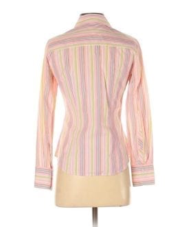 J. Crew Pink/Green Striped Cotton Shirt Button-down Top
