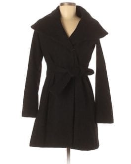 Merona Black Wool Trench with Shawl Collar Coat