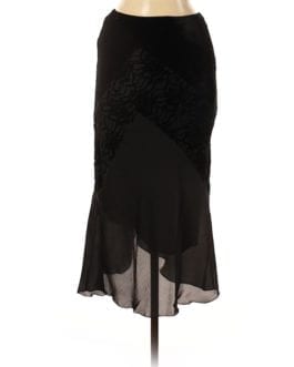 Sharagano Black Vintage High Low Asymmetric Velvet/Chiffon Skirt Sz M