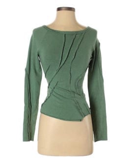 Essendi Vintage Raw Hem/Seaming Asymmetric Green Sweater