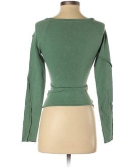 Essendi Vintage Raw Hem/Seaming Asymmetric Green Sweater