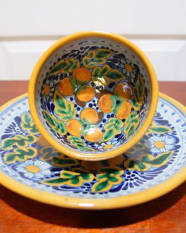 Mundo De Azulejos Mexico Hand Painted Salsa Plate Bowl Set