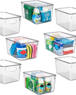 ClearSpace Plastic Storage Bins With lids Kitchen Pantry 8 Pack