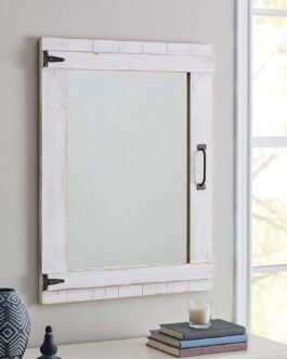 FirsTime & Co. Cottage Door Wall Mirror, 32″H x 24″W, Rustic White