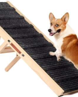 Dog Ramp Wooden Pet Ramp for Small and Older Animals 43.5″ Long Ramps Adjustable