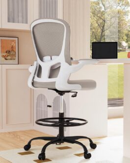 Drafting Chair, Tall Office Chair with Flip-up Armrests Executive