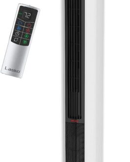 Lasko 1500 Watt 4 Speed Quiet Bladeless Multi Function Remote Control Comfort Control Tower Fan and Space Heater