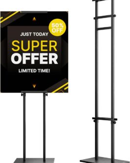 Display Stand Sign Holder Heavy Duty Adjustable Pedestal Sign Stand Up to 75ins
