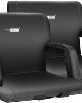 VIVOHOME Portable Reclining Stadium Seat Chairs Padded Backrest Adjustable Armrests, Set of 2
