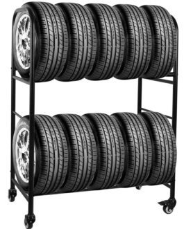 Rolling Tire Rack Large Size Metal Storage 56x42x20in Adjustable Tire Stand