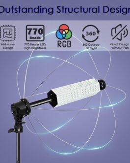26”/65cm 150W RGB Lantern Softbox, 770 LEDs Continuous Video Light, Dimmable 3000K-6500K